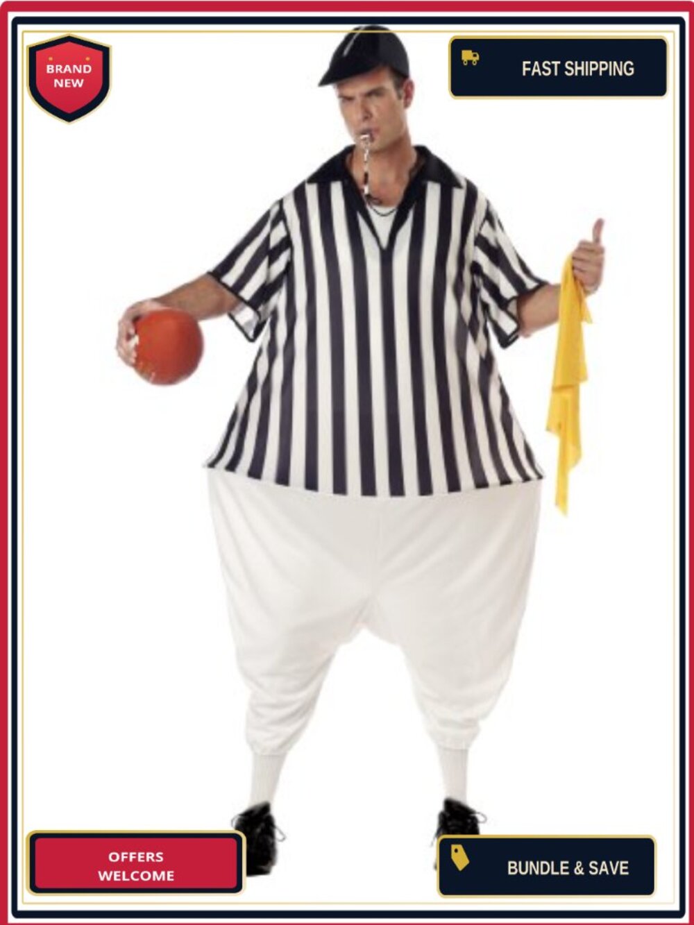 Men's Referee Halloween Costume Plus Size One Size